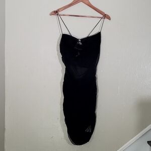 The SEI Black Silk Mini Dress